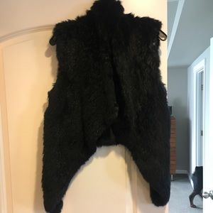 Yves Salomon Black Rabbit fur vest
